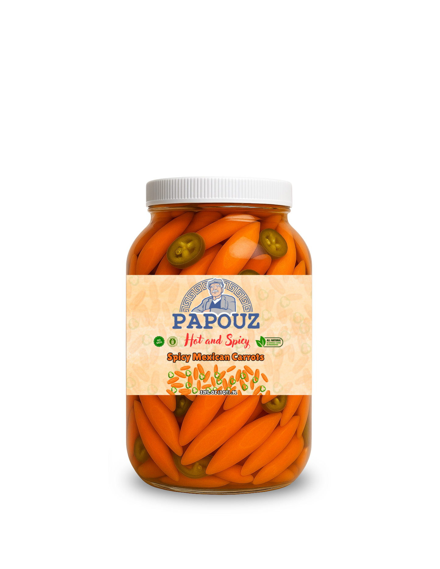 Papouz Pickled Carrots Spicy Sliced 32fl oz. Mexican Carrots