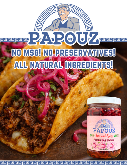 Papouz Pickled Onions Spicy Sliced 16 fl oz.