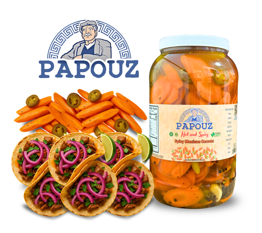 Papouz Pickled Carrots 128fl oz. Spicy Mexican Carrots Sliced