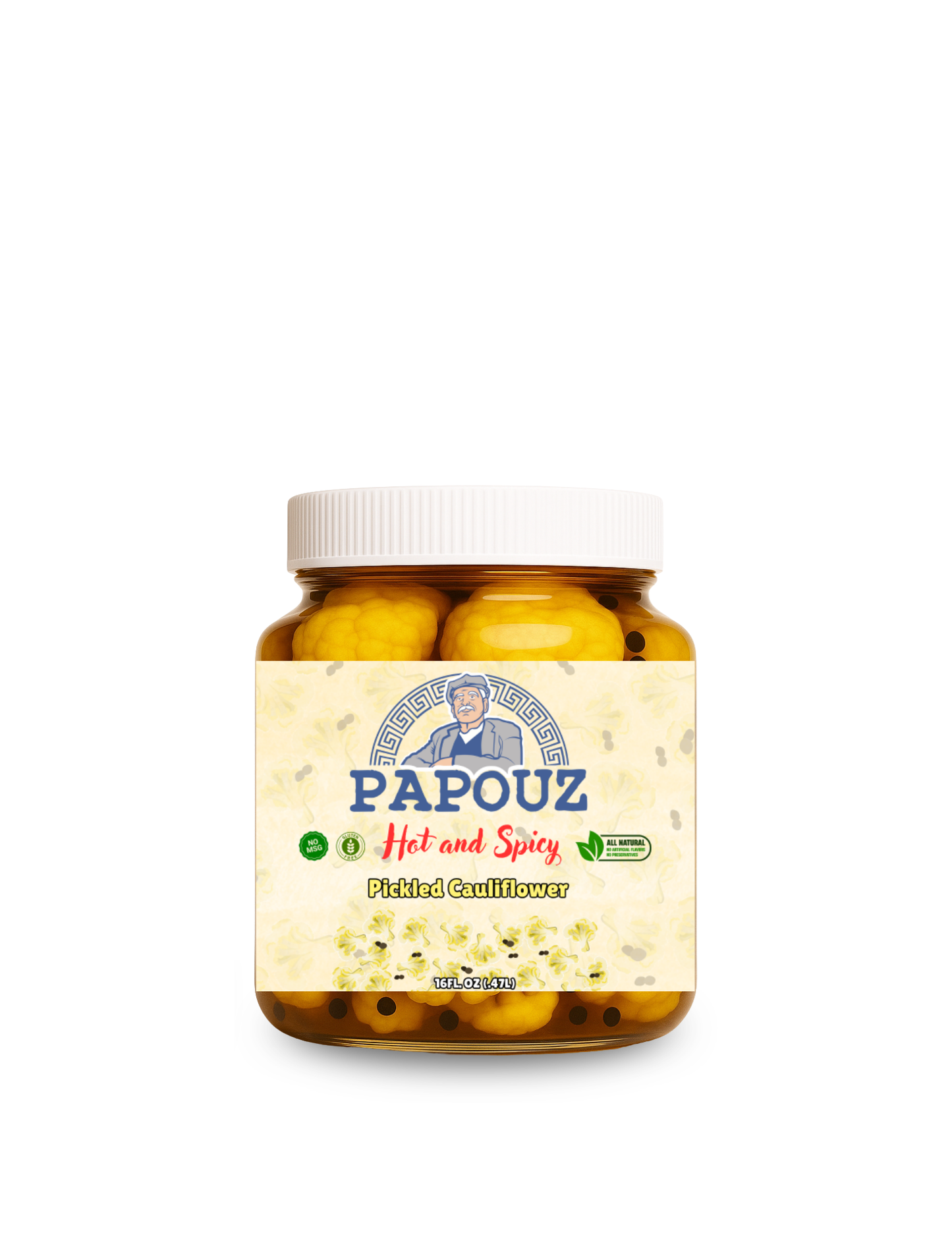 Papouz Pickled Spicy Cauliflower Yellow 16fl oz.