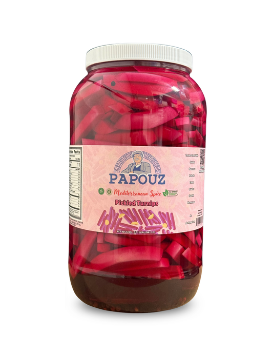 Papouz Pickled Turnips 128fl oz. Mediterranean Spice Pink Turnips