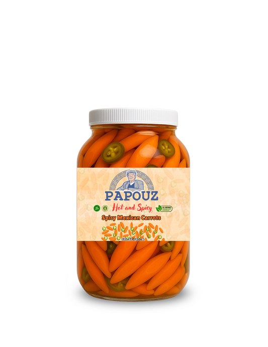 Papouz Pickled Carrots Spicy Sliced 32fl oz.  Mexican Carrots