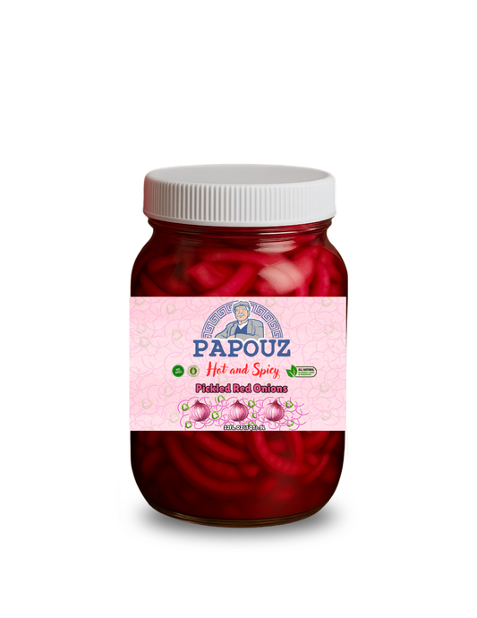 Papouz Pickled Onions Spicy Sliced 32fl oz.