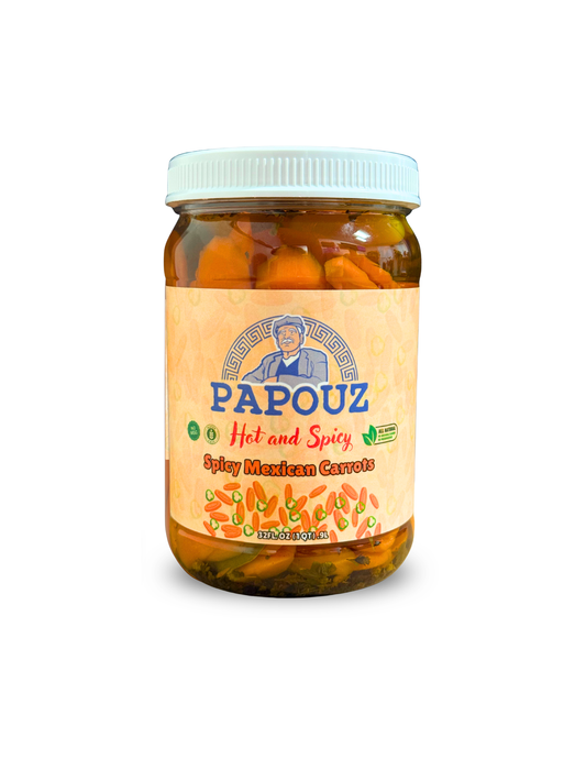 Papouz Pickled Carrots Spicy Sliced 32fl oz.  Mexican Carrots