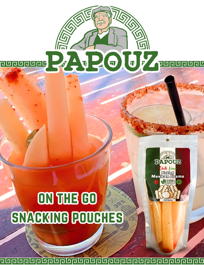 Papouz Pickled Chili Lime Jicama Sticks, Authentic Mexican Snack, Beer, Tequila, Margarita, Bar Snack, Pickled Root Vegetable, Fresh Family Recipe, Keto-Friendly, Gluten-Free, Cut Jicama, Mexican Turnip, Spicy, Sour, 64 oz