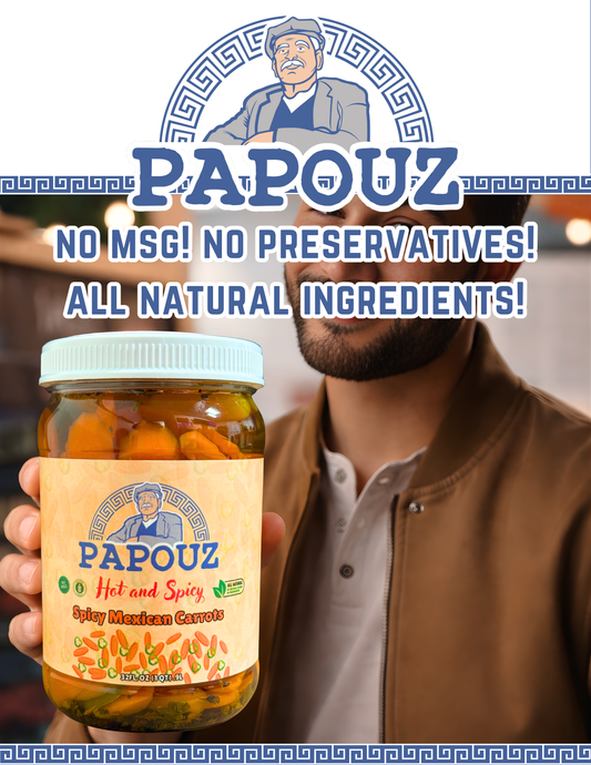Papouz Pickled Carrots Spicy Sliced 32fl oz.  Mexican Carrots