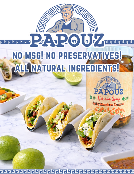 Papouz Pickled Carrots 128fl oz.  Spicy Mexican Carrots Sliced