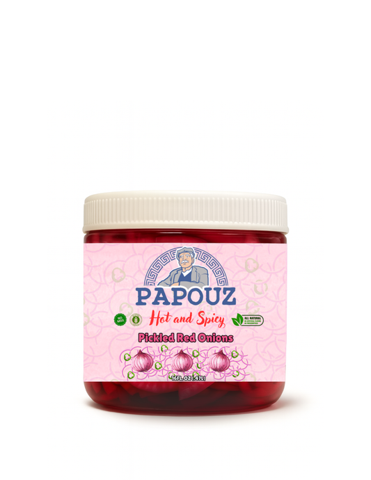 Papouz Pickled Onions Spicy Sliced 16 fl oz.
