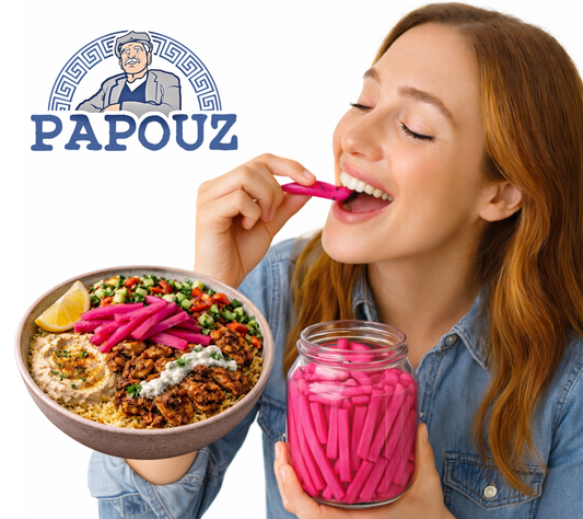 Papouz Pickled Turnips 128fl oz. Mediterranean Spice Pink Turnips